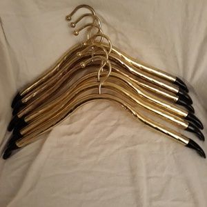 6 gold brass Hollywood Regency Leaf Rowan hangers